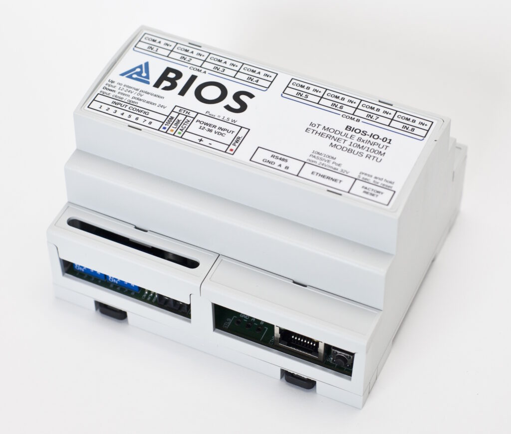 BIOS-IO-01 - 8 inputs universal I/O module to LAN