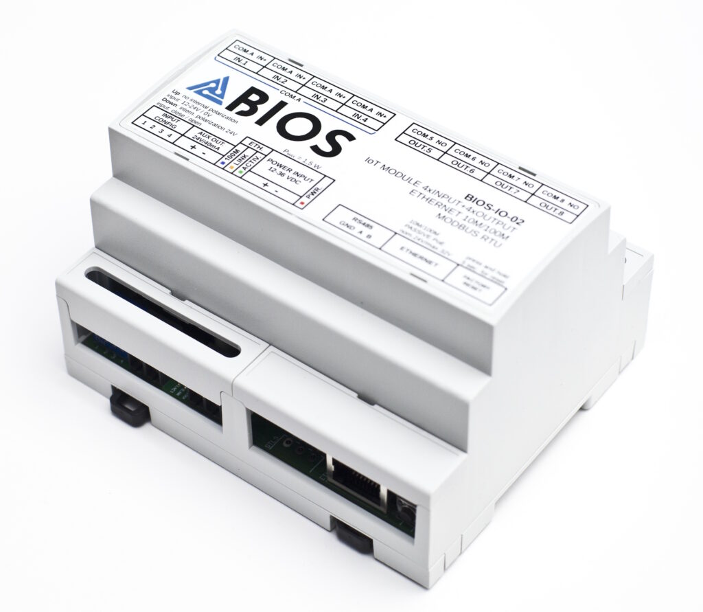 BIOS-IO-02 - 4 inputs and 4 outputs universal I/O module to LAN