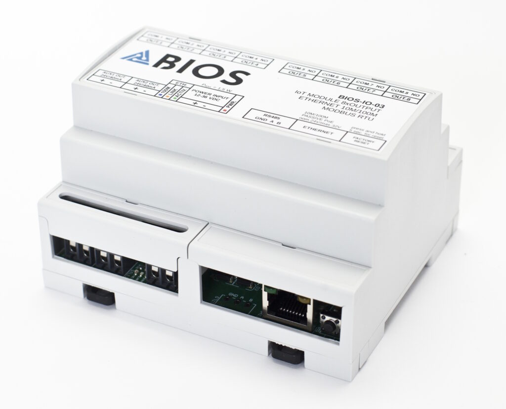 BIOS-IO-03 - 8 outputs universal I/O module to LAN